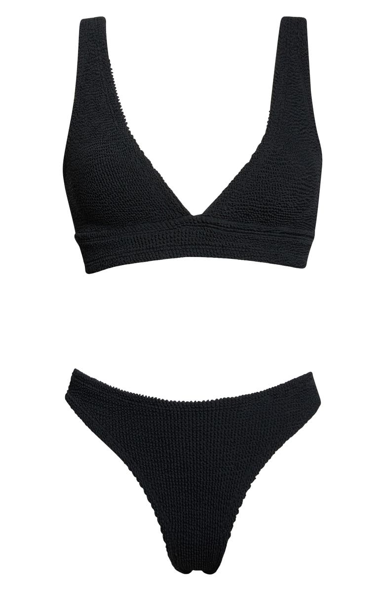 Hunza G Carla Crinkle Two-Piece Swimsuit, Main, color, Black