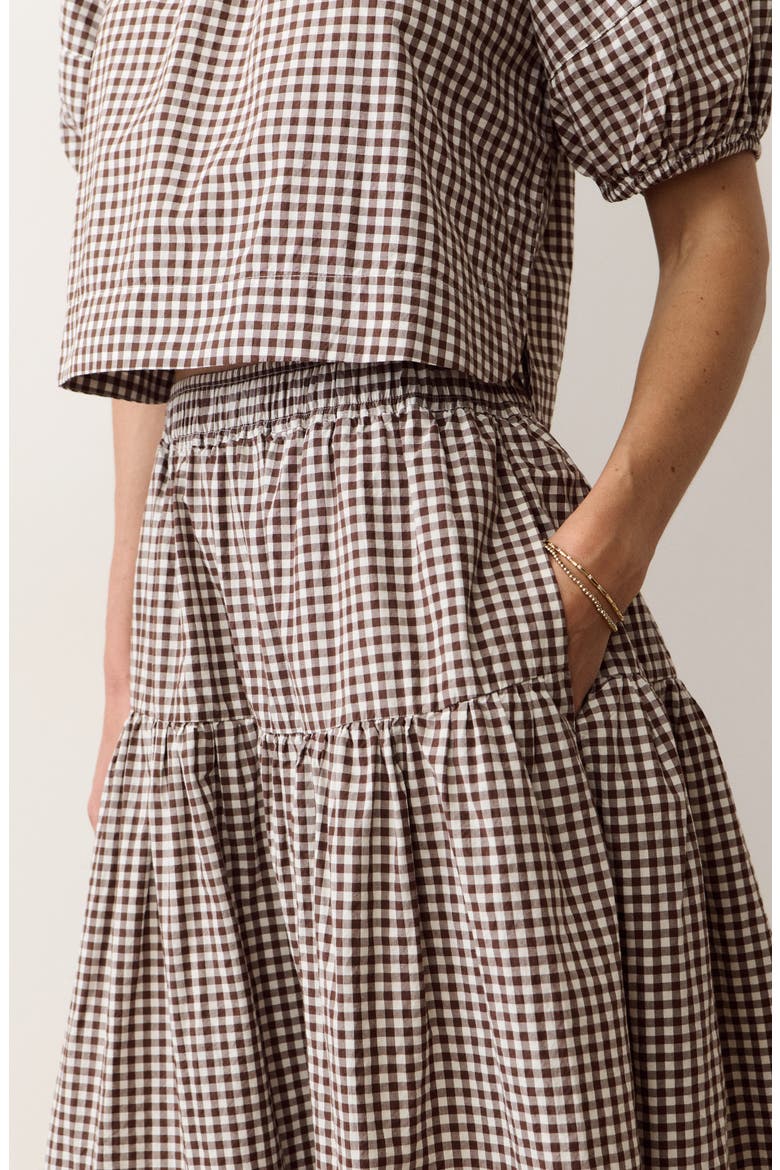 Gia Gingham Pima Cotton Poplin Skirt, Alternate, color, CHOCOLATE GINGHAM