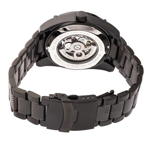 Heritor Automatic Daniels Semi-skeleton Leather-band Watch In Metallic