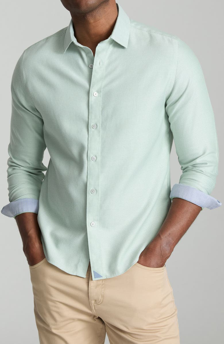 UNTUCKit Burke Solid Wrinkle Free Cotton Dobby Button-Up Shirt, Main, color,