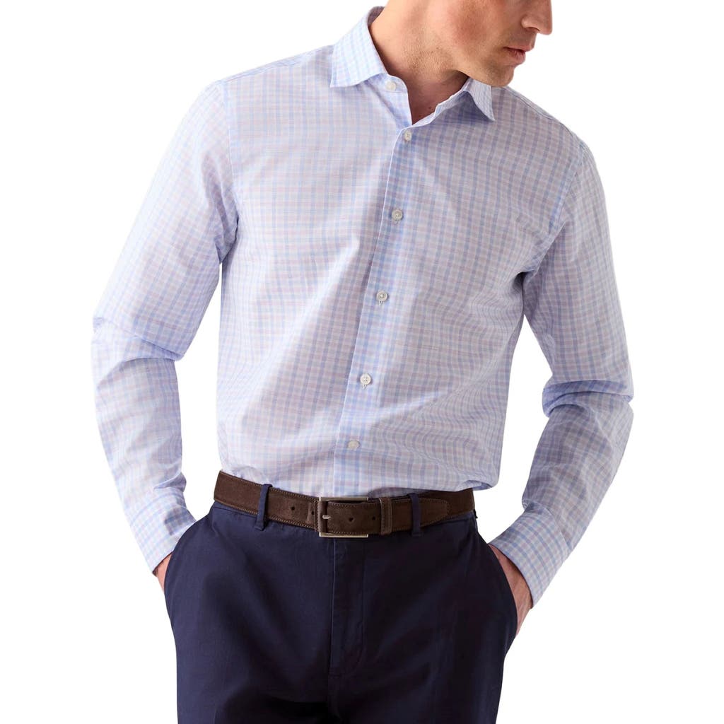 Robert Talbott Reynolds Check Cotton/linen Shirt In Blue