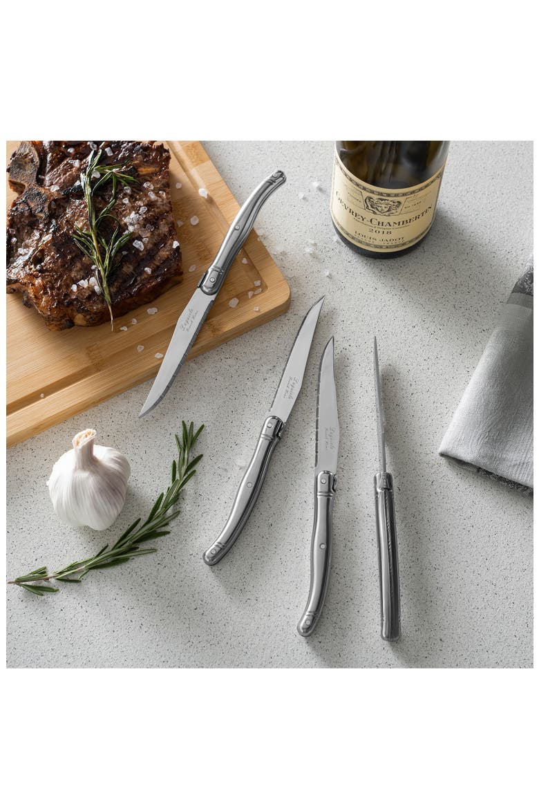 Set of 4 Laguiole Connoisseur Steak Knives, Alternate, color, SILVER/ STAINLESS-STEEL