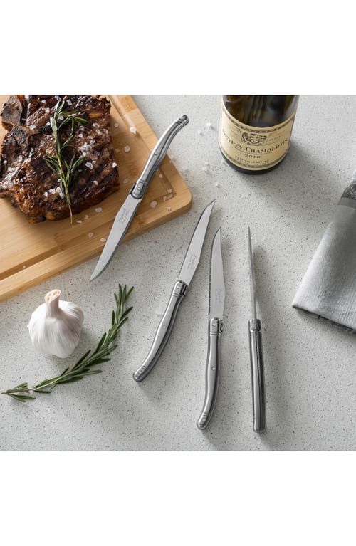 French Home Laguiole Connoisseur 4-piece Steak Knife Set With Handles In Silver