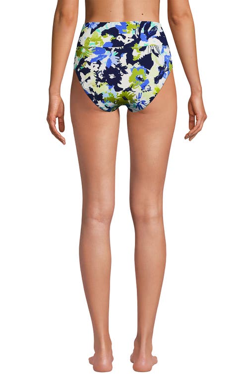 Lands' End Chlorine Resistant Pinchless High Waisted Bikini Bottoms In Blue
