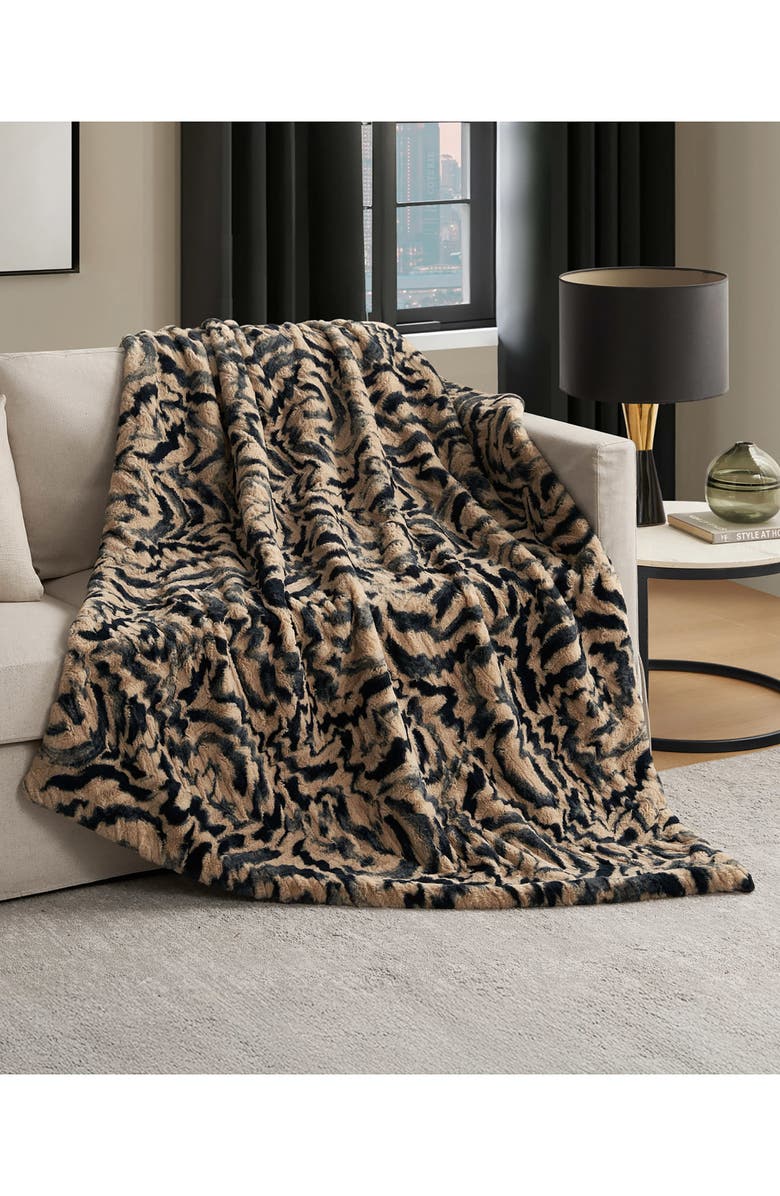 Nine West Evelyn Brushstrokes Oversize Blanket, Alternate, color, Evelyn Brushstrokes Brown