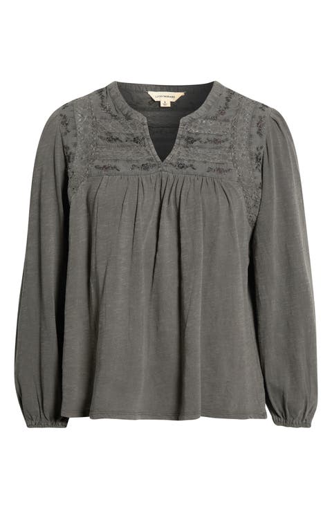 Mixed Stitch Peasant Top