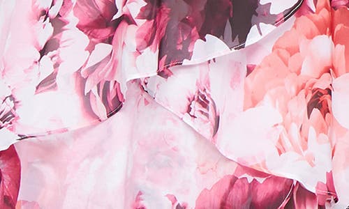 Sl Fashions Floral Crossover Tiered Minidress In Pink Multi