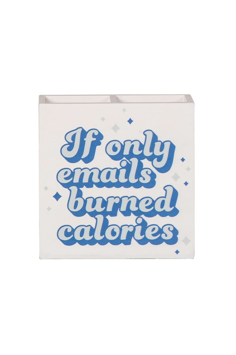 Emails Burned Calories Desk Organizer Wood Blue, Main, color, Blue