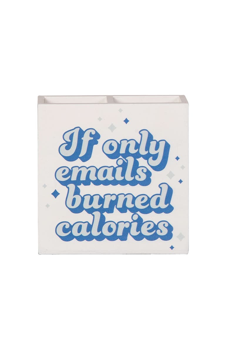 Totalee Gift Emails Burned Calories Desk Organizer Wood Blue, Main, color, Blue