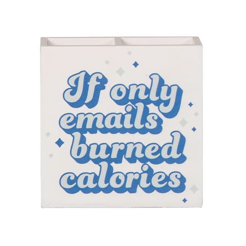 Emails Burned Calories Desk Organizer Wood Blue