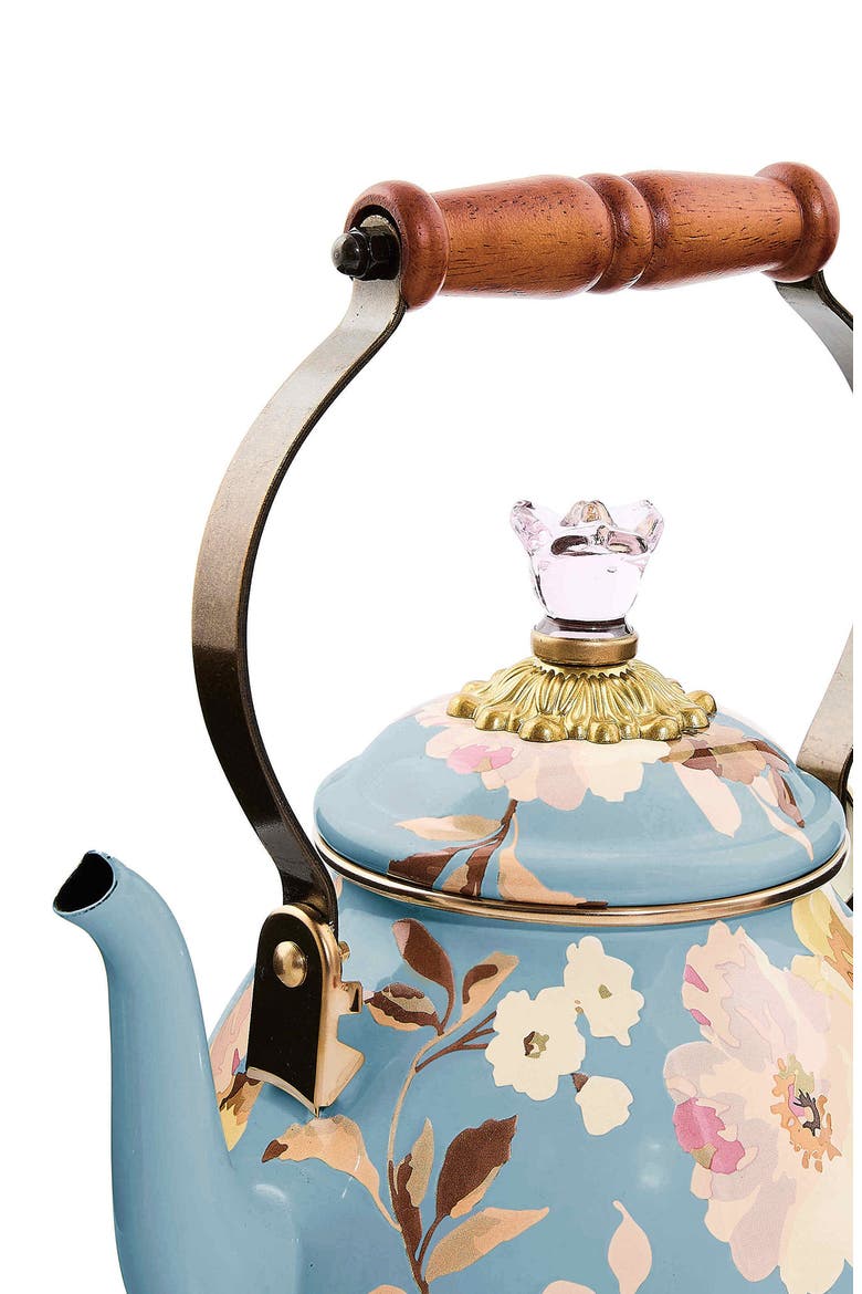 Wild Rose Slate 2-Quart Tea Kettle, Alternate, color, BLUE