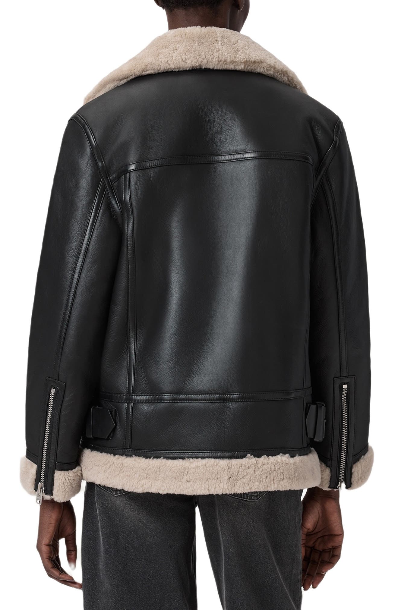 Sola Oversize Genuine Shearling Biker Jacket - image 4