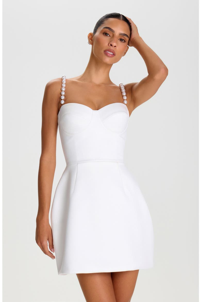 Sia Crepe Tulip Cocktail Minidress, Alternate, color, WHITE