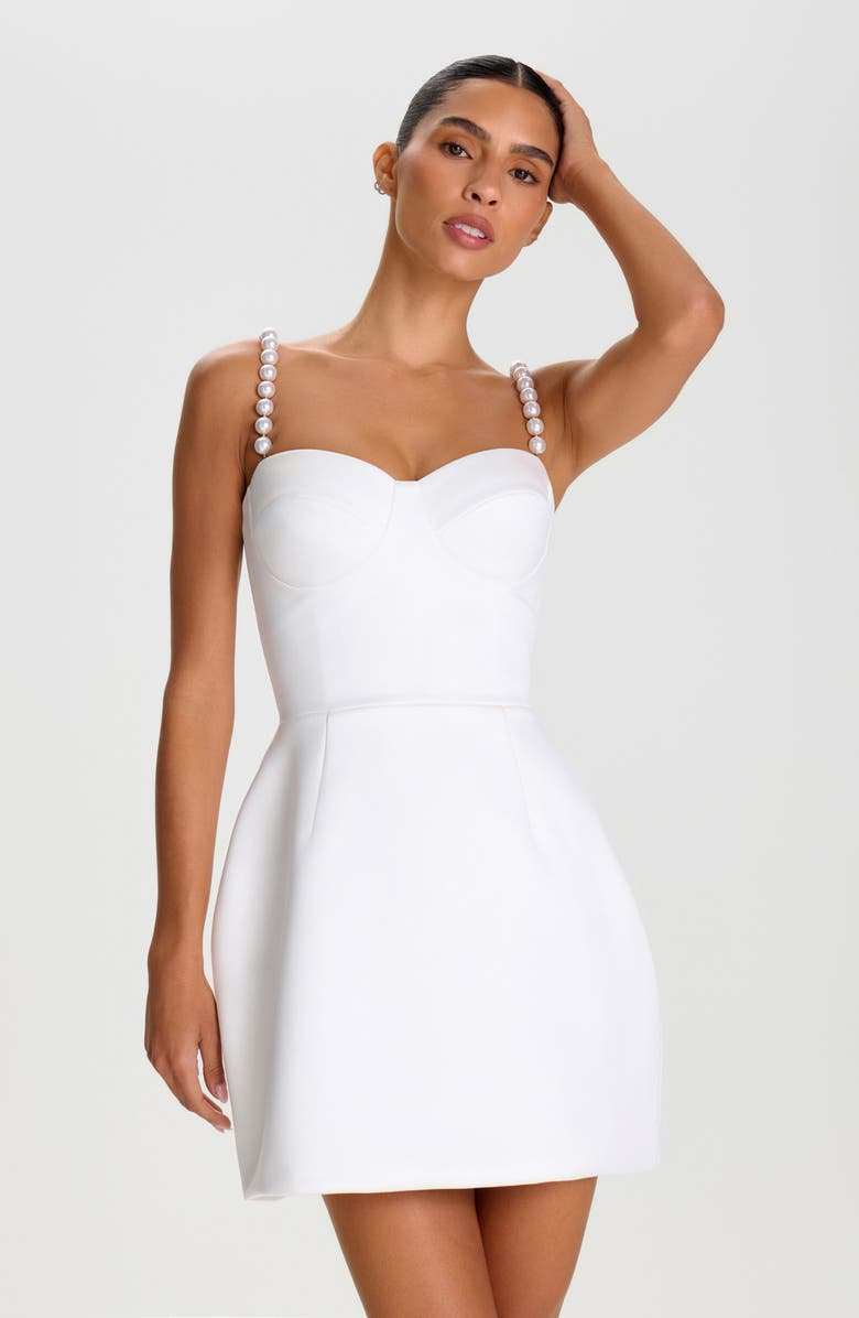 NADINE MERABI Sia Crepe Tulip Cocktail Minidress, Alternate, color, White
