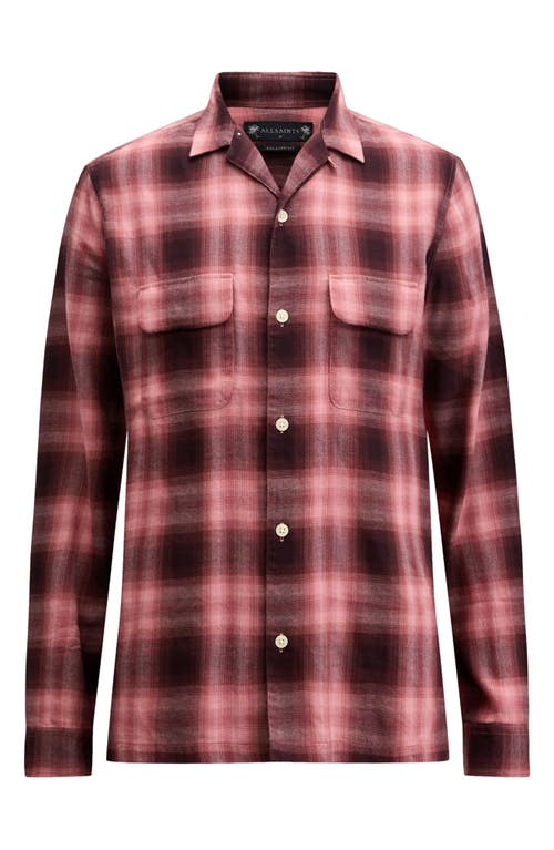Allsaints Aalto Plaid Long Sleeve Button-up Shirt In Pink