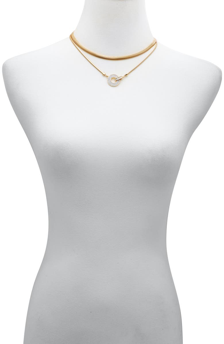 Vince Camuto Pavé Crystal Pendant Layered Necklace, Alternate, color, Goldtone