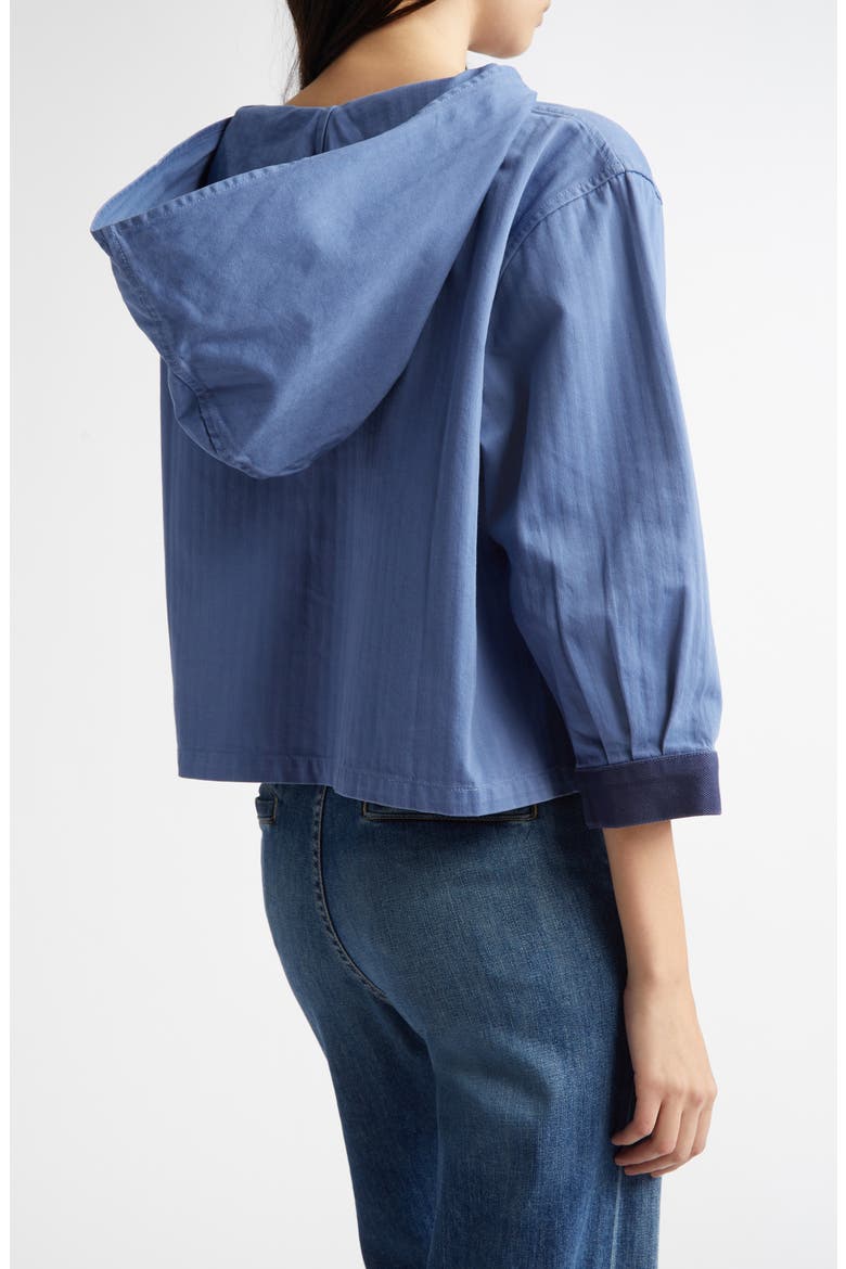 Knolly Brook Hooded Cotton Twill Pullover, Alternate, color, BLUE