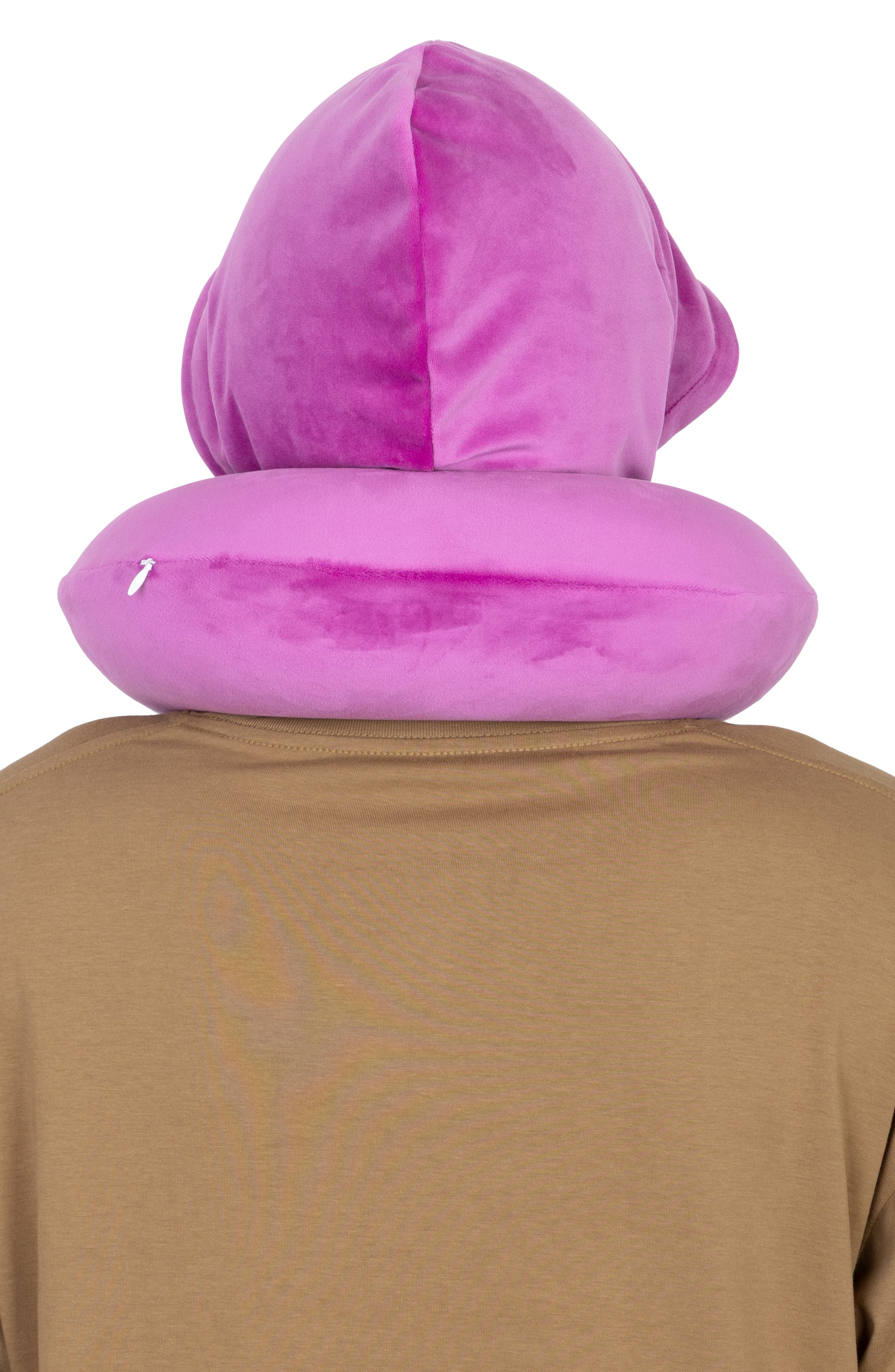 Von Dutch Pinstripe Hooded Memory Foam Travel Neck Pillow, Alternate, color, Purple