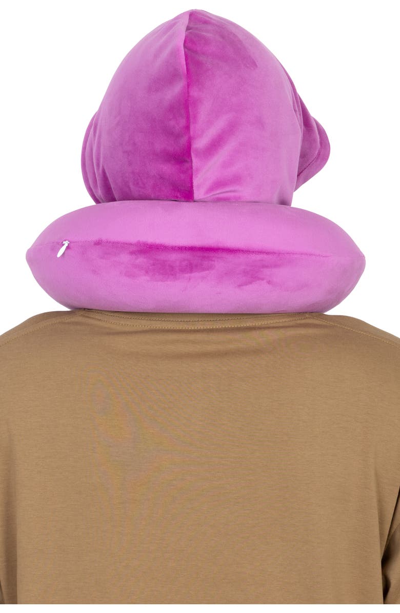 Von Dutch Pinstripe Hooded Memory Foam Travel Neck Pillow, Alternate, color, Purple