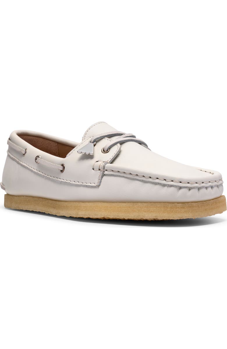 Clarks<sup>®</sup> Originals Godney Boat Moc Toe Loafer, Main, color, White Grain Leather