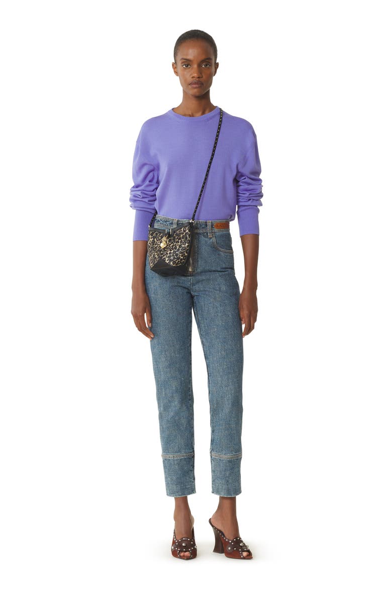 Purple Wool Sweater With Grosgrain Detail, Main, color, Lilac