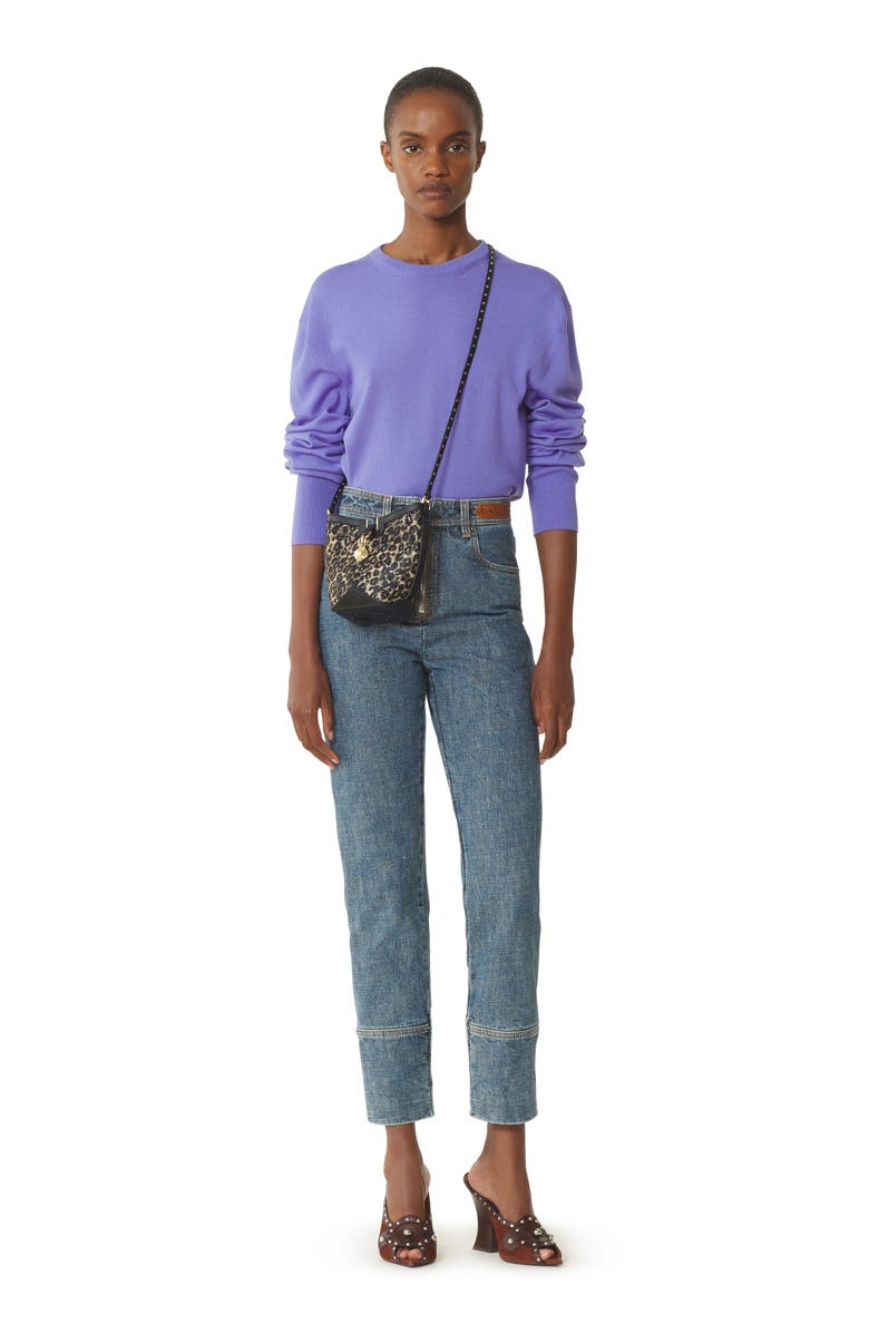 Lanvin Purple Wool Sweater With Grosgrain Detail, Main, color, Lilac