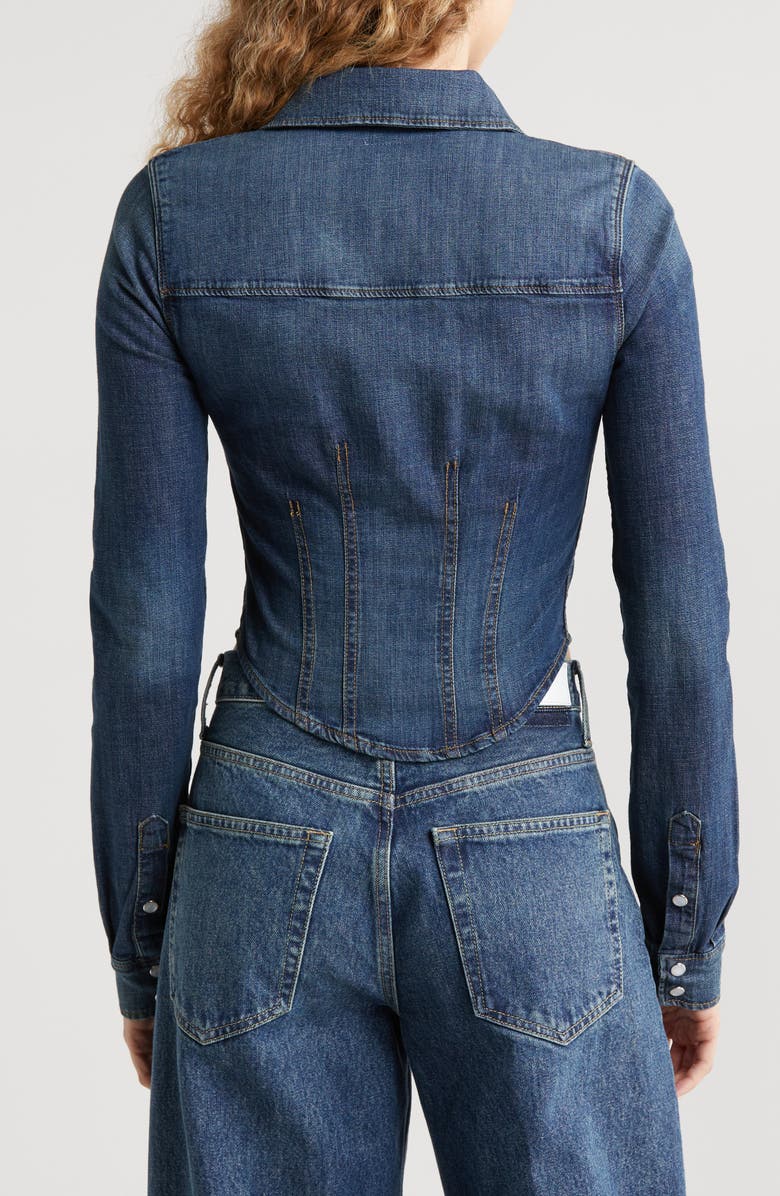 Re/Done Long Sleeve Crop Denim Shirt, Alternate, color, Vista Bay