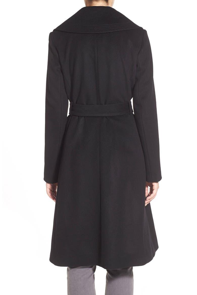 Long Wool Blend Wrap Coat, Alternate, color, BLACK