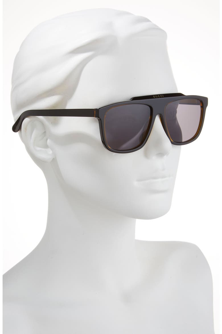 58mm Aviator Sunglasses, Alternate, color, BLACK BLACK GREY