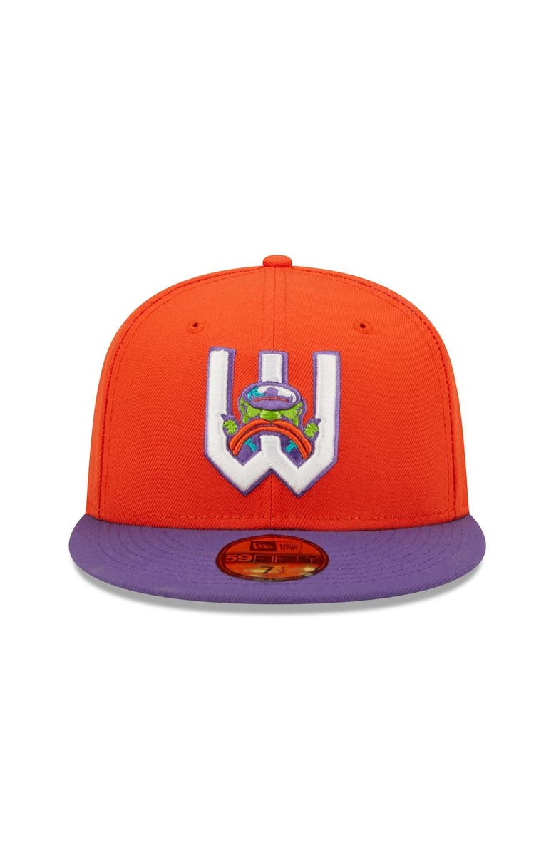 New Era Men's New Era Orange/Purple Wichita Wind Surge Honey Butter Chicken Biscuit Theme Night 59FIFTY Fitted Hat, Alternate, color, Orange