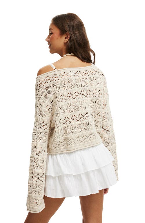 Cotton On Crochet Boatneck Pullover In Stone