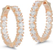 SPHERA MILANO 14k Rose Gold Cubic Zirconia Eternity Hoop Earrings