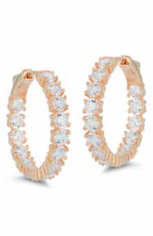 14k Rose Gold Cubic Zirconia Eternity Hoop Earrings