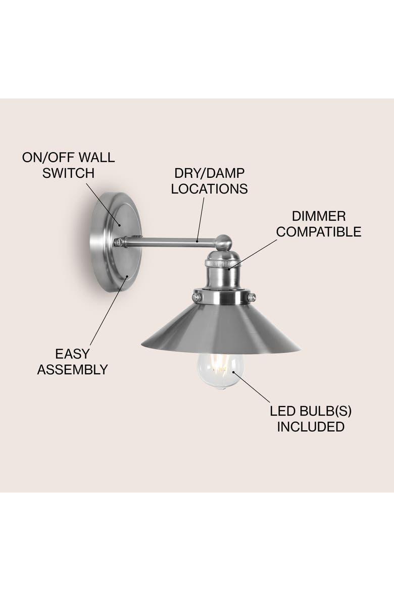 July 1-light Metal Shade Sconce, Alternate, color, Nickel