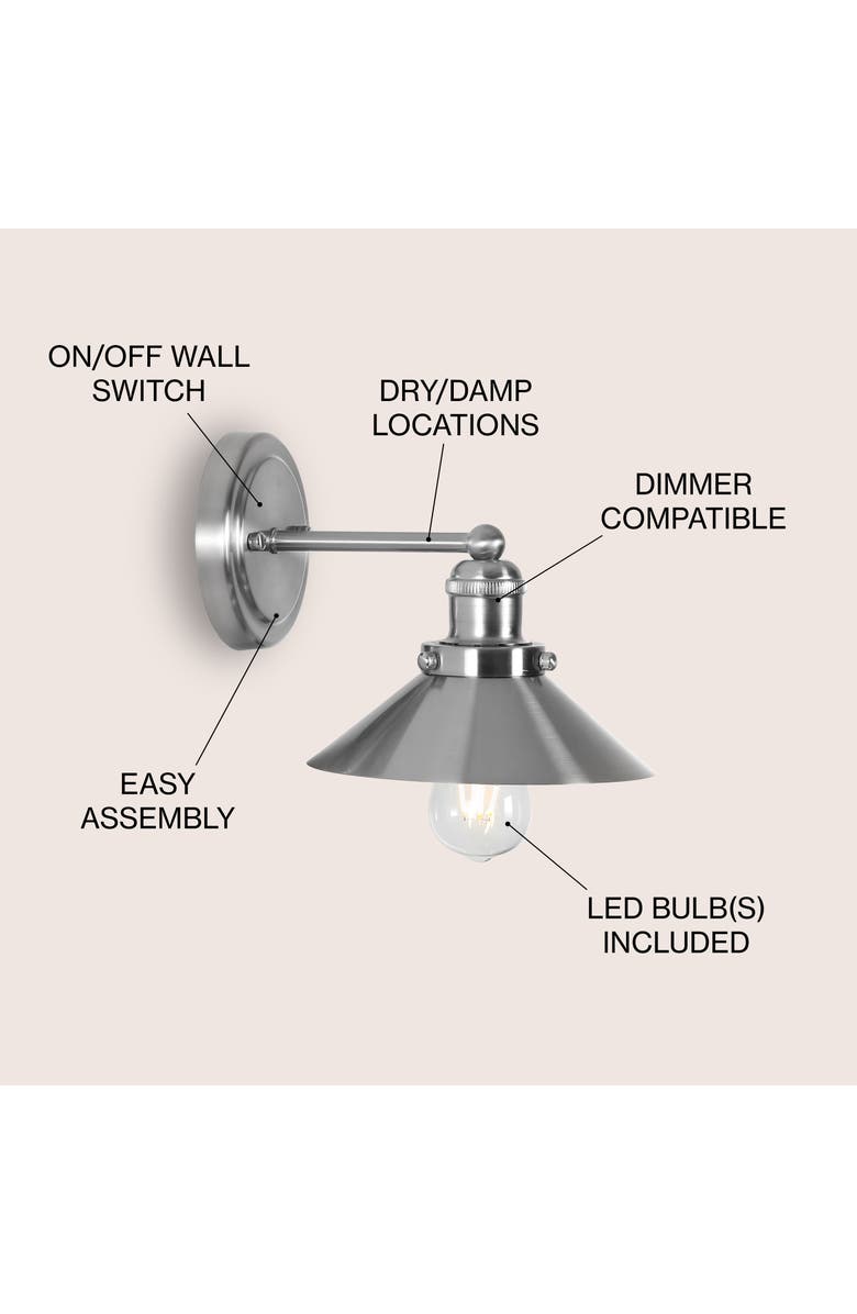 JONATHAN Y July 1-light Metal Shade Sconce, Alternate, color, Nickel