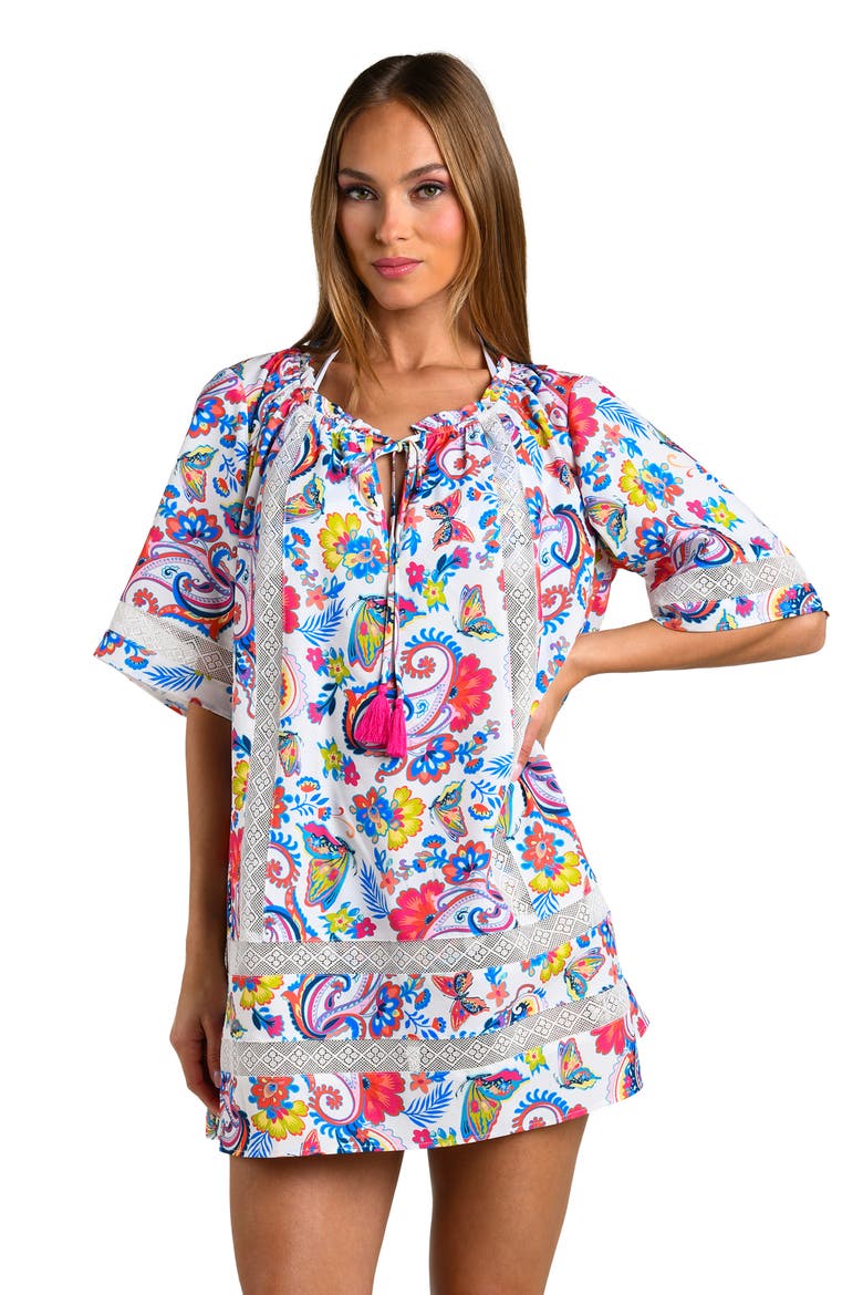 Butterfly High Tunic Cover-Up, Alternate, color, MULTI