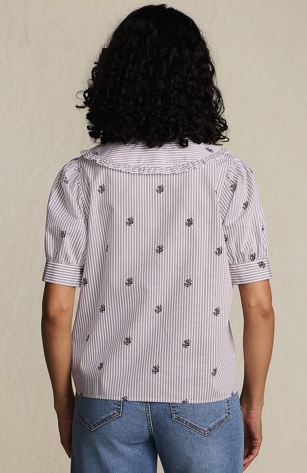 Easy Care Puff Sleeve Statement Collar Shirt - image 2