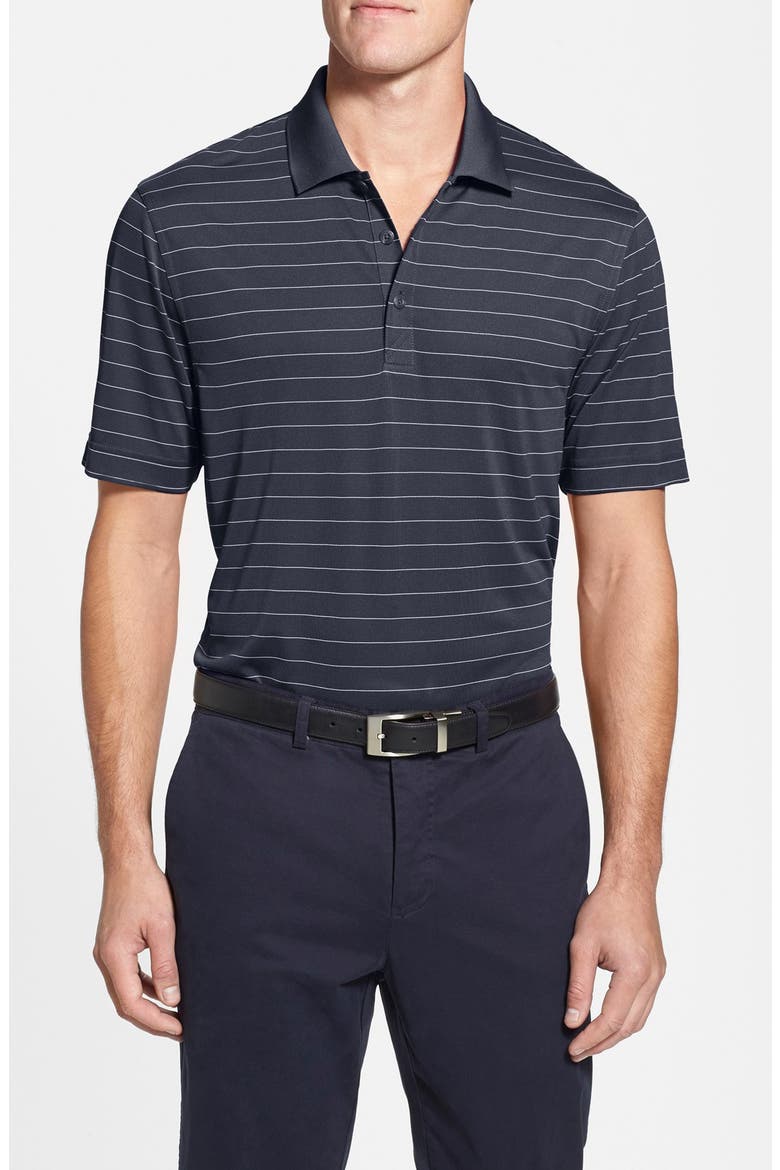 Franklin Stripe DryTec® Polo, Main, color, ONYX/ WHITE
