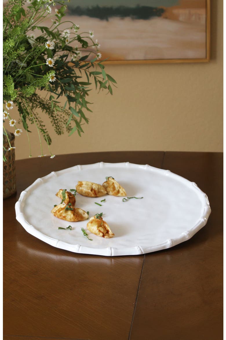 Vida Cane Round Platter, Alternate, color, White