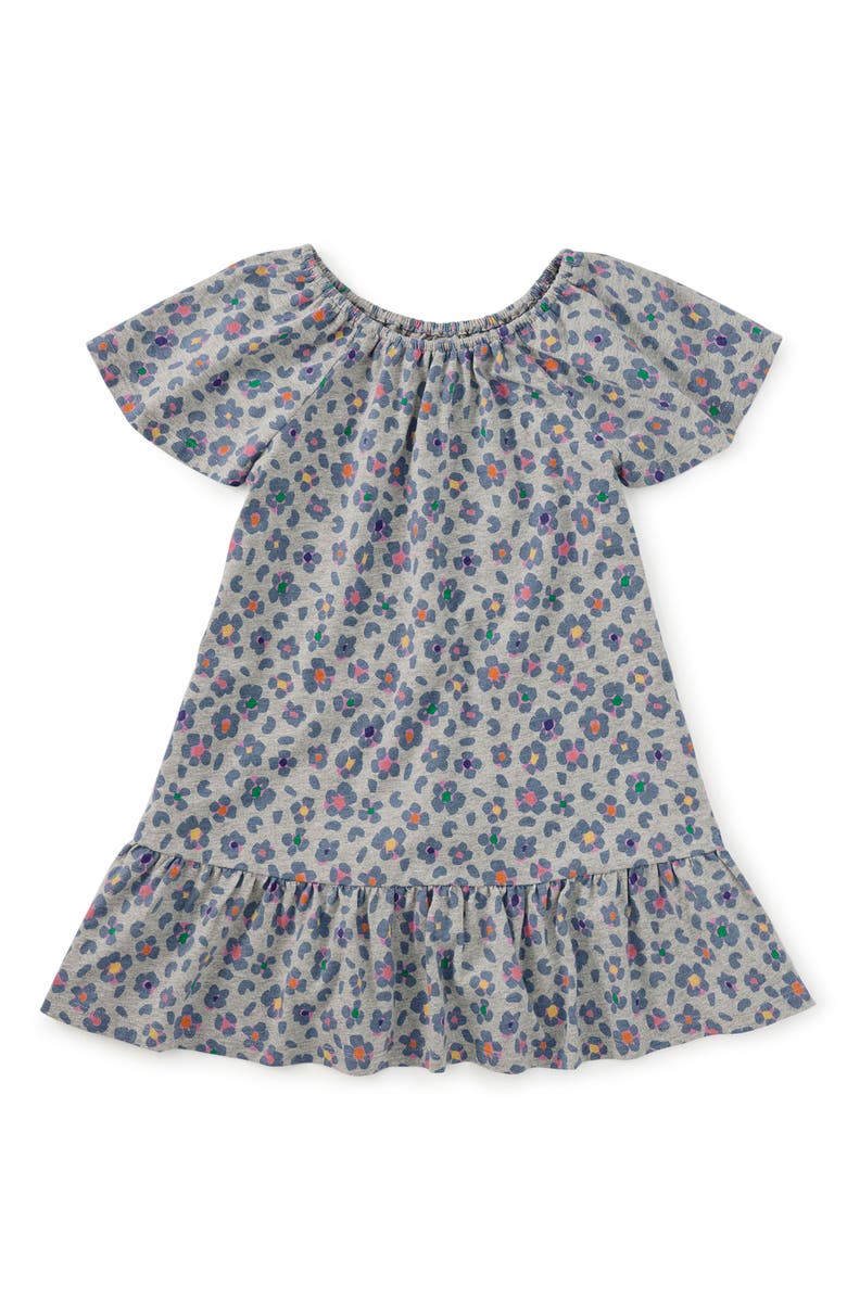 Tea Collection Flutter Sleeve Drop Skirt Dress, Main, color, Jaguar Spot Flowers