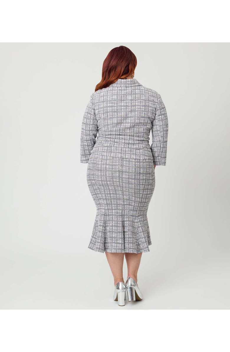 Unique Vintage Plus Size Boucle Trumpet Skirt, Alternate, color, Lavender Plaid Boucle