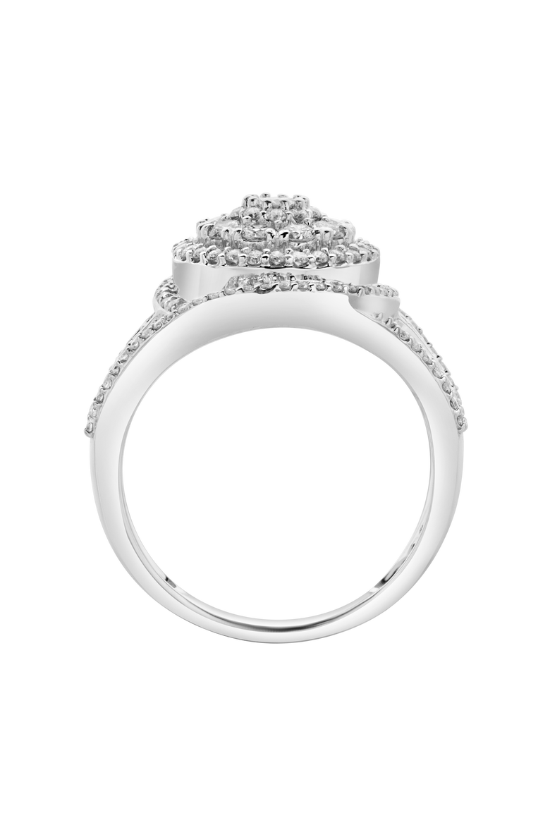 Imperium 14K Gold Round Diamond Studded Double Halo Ring - 0.99cts, Alternate, color, 14K White Gold