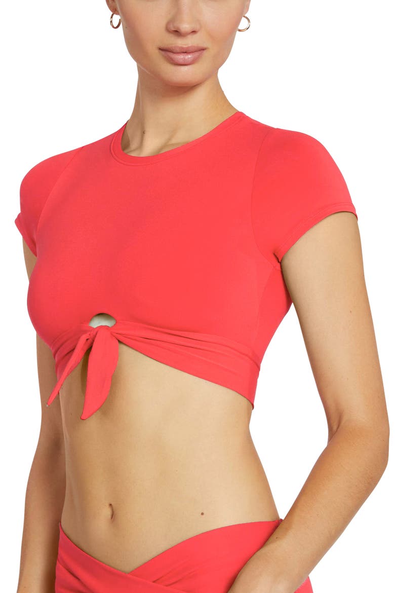 Ava Knot Front Tee Bikini Top, Alternate, color, SANDIA