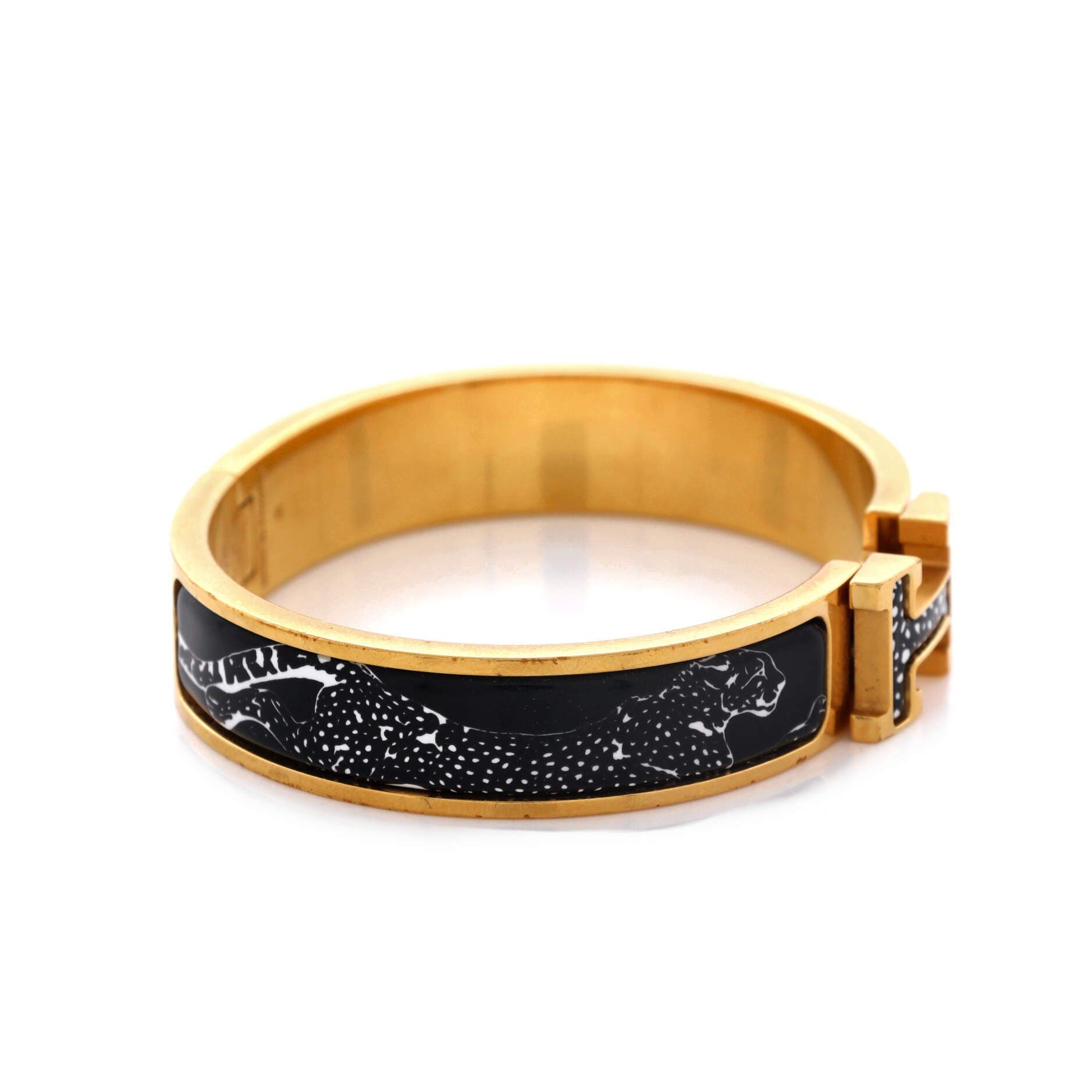 Pre-Owned Hermes Clic H Bracelet Printed Enamel Extra Narrow, Alternate, color, Print