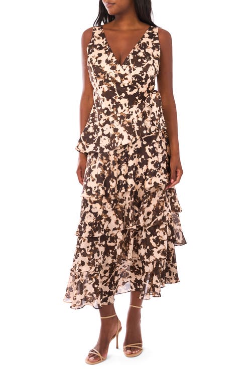 Sleeveless Asymmetric Tiered Wrap Dress