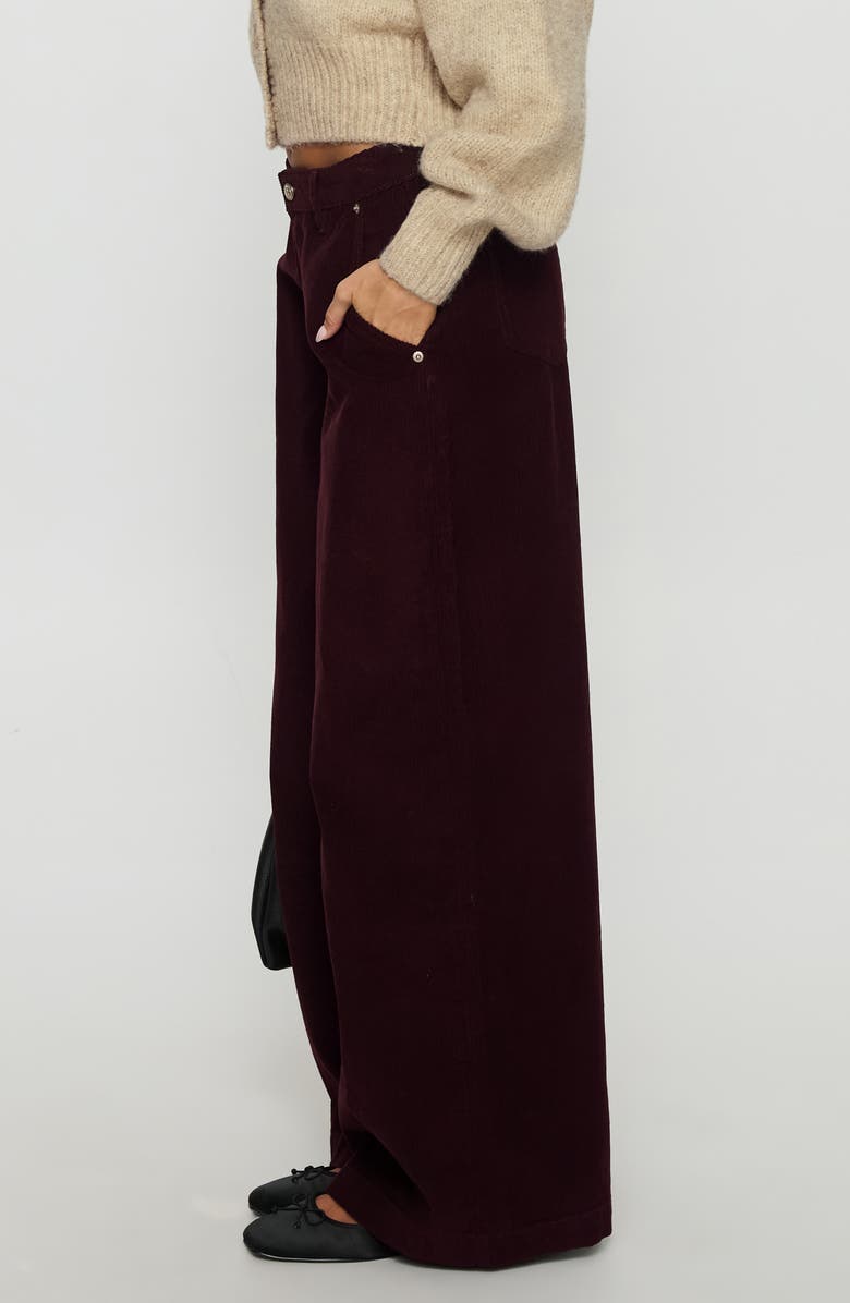 Princess Polly Jacynda Low Rise Wide Leg Corduroy Pants, Alternate, color, Currant