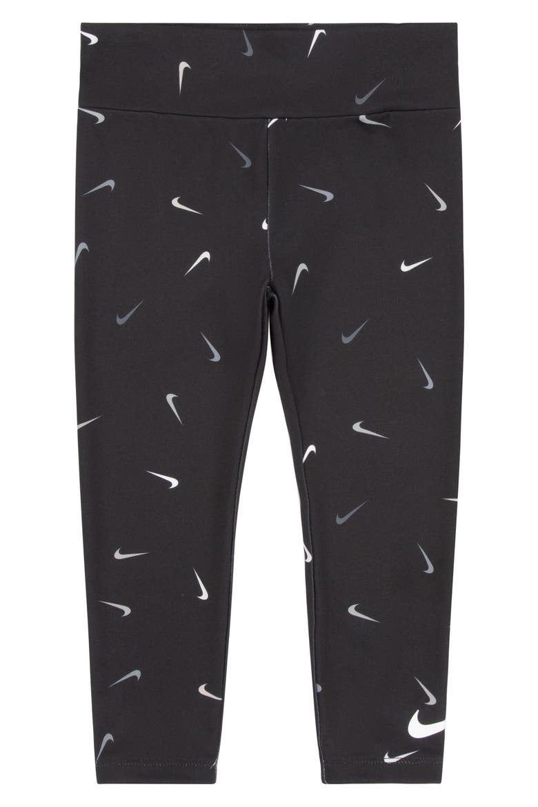 Kids' Swoosh Leggings, Alternate, color, BLACK