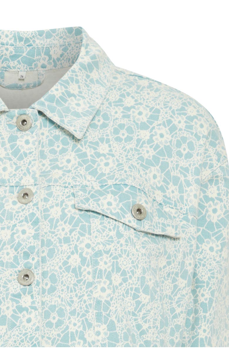 ICHI Calies Crop Trucker Jacket, Alternate, color, Nile Blue