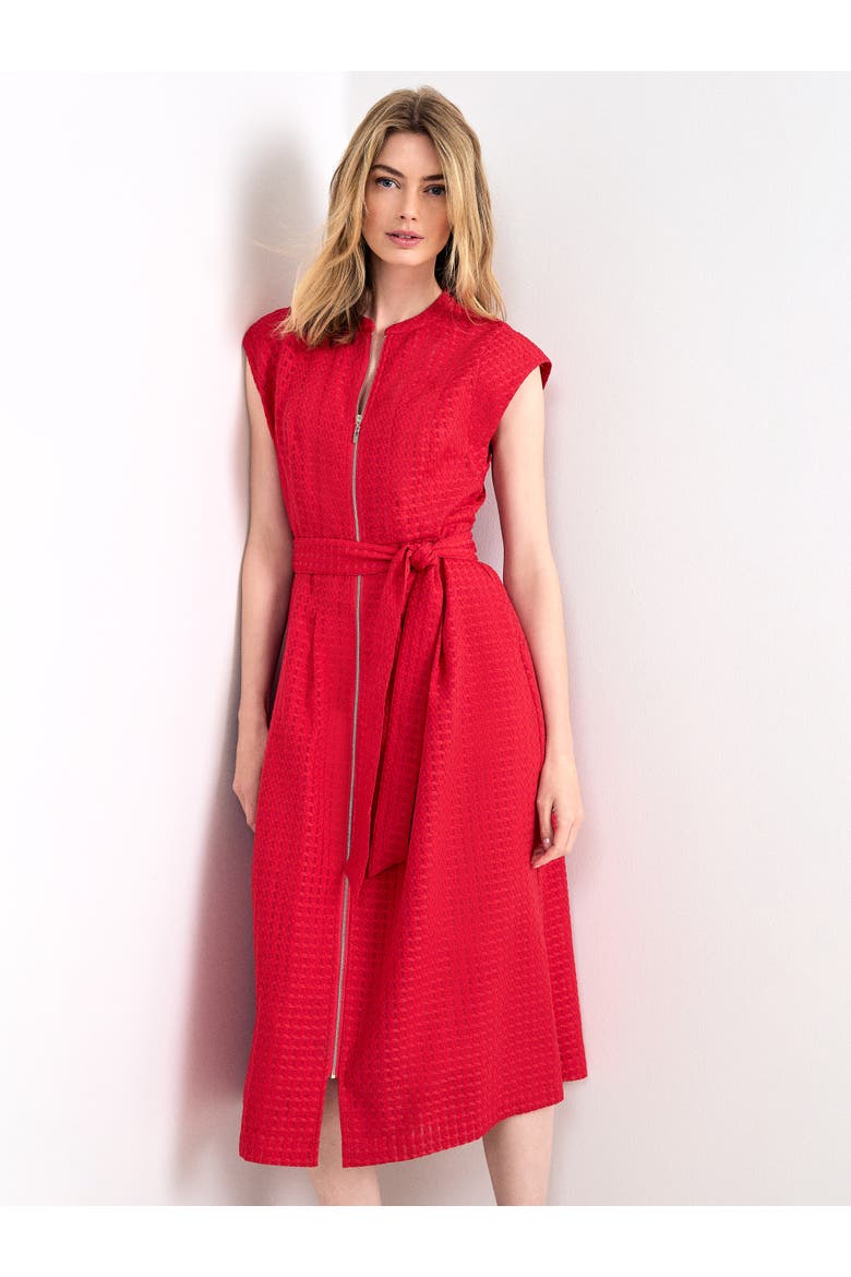 Elvira Zip Front Midi Dress, Alternate, color, Red