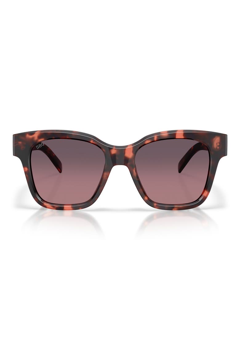 54mm Polarized Square Sunglasses, Main, color, SUNSET TORTOISE / ROSE 580G